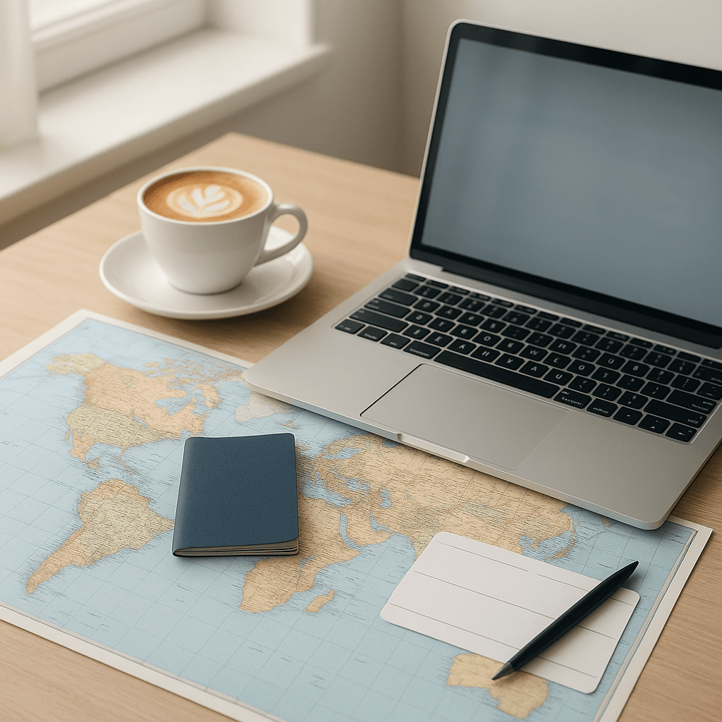 Reiseplanung Schreibtisch